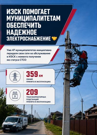 ИЭСК приняла на обслуживание 47 сетей муниципальных образований с момента получения статуса СТСО