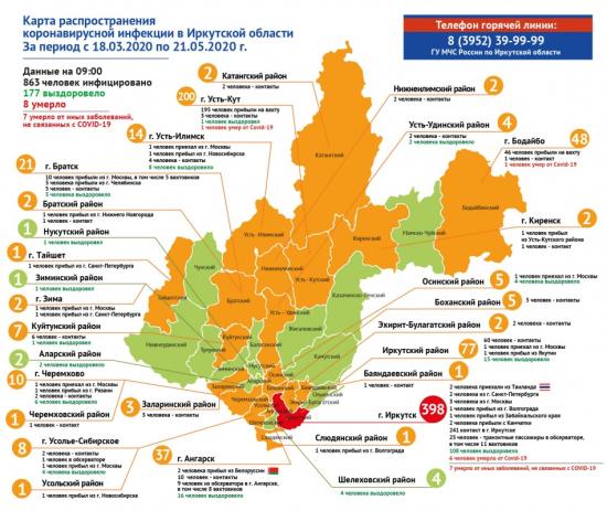 Коронавирус охватил 29 территорий Иркутской области
