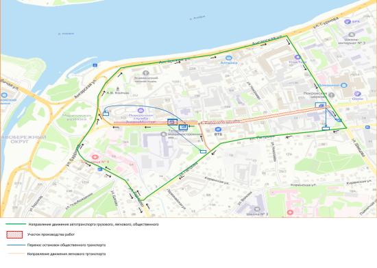 Схема движения транспорта изменилась в предместье Марата в Иркутске